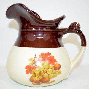 McCoy Pitcher Brown/Cream w/Leaves Grapes & Walnuts #7515